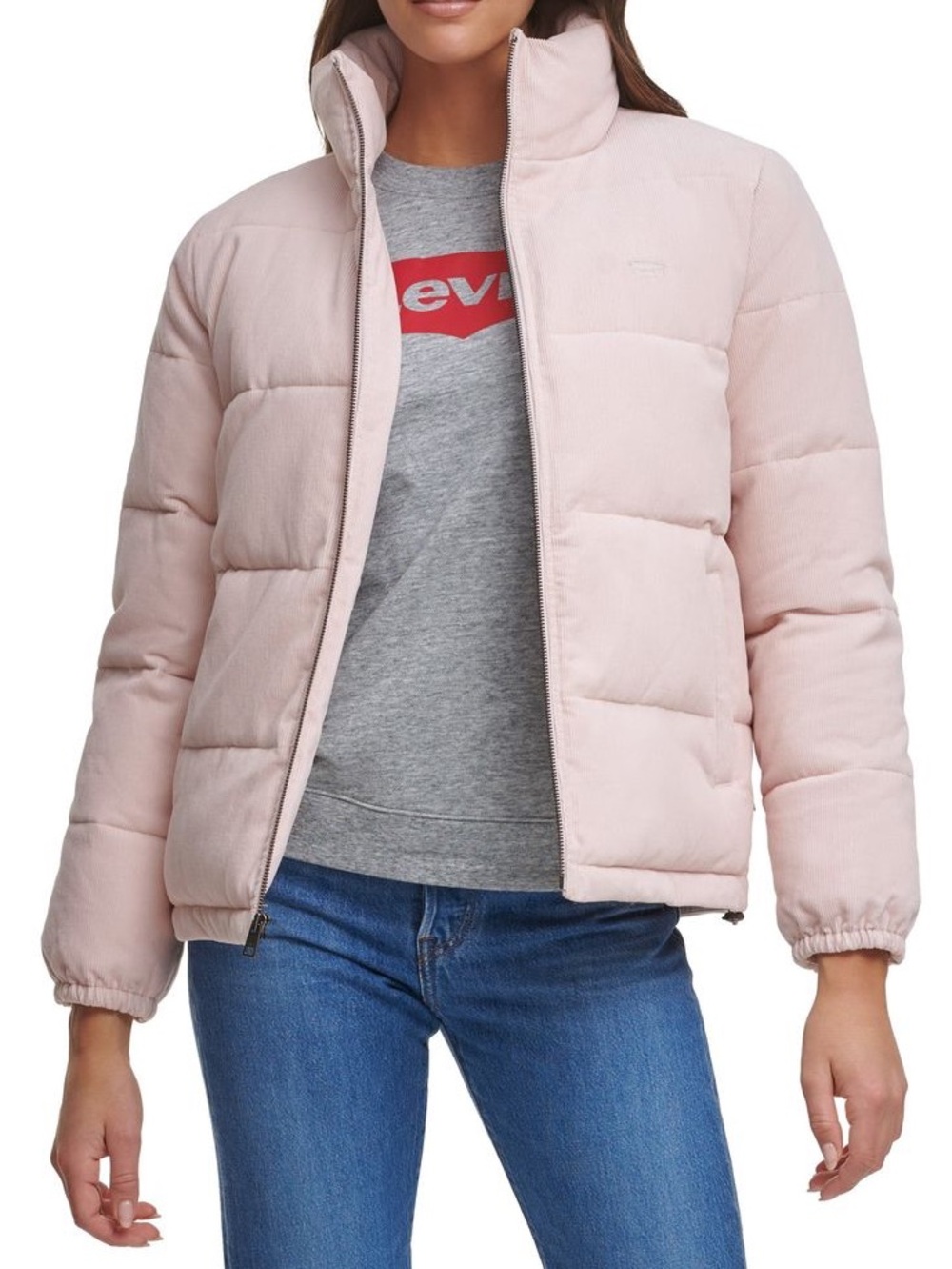 NWT Levi's Women's Corduroy Puffer Jacket in Blush Pink Size Medium